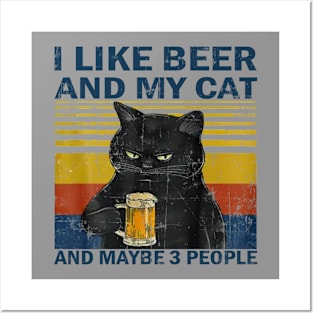 I like beer and my cat vintage Posters and Art